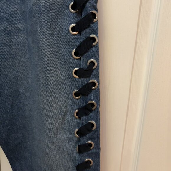 Women's Veronica Beard Ines 10.75" Girlfriend Lace Up High Rise Jeans Size 31x26 - Picture 5 of 5